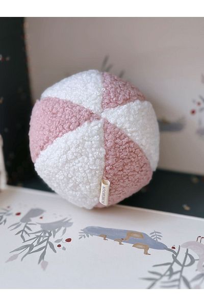 bohemoon Pink-White Teddy Ball with Rattle - 12 cm