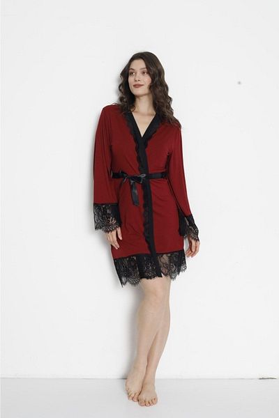 Pijamoni Milan fabric Bamboo Lace detailed Luxury dressing gown