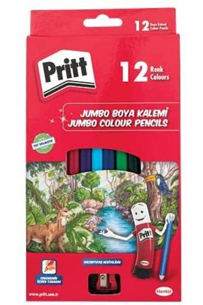 Pritt 12-Piece Jumbo Ergonomic - 1.Grade Quality Dry Paint Triangle Design