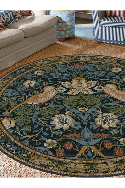 blcmoda Modern Design Woven Base - Washable Non-Slip Runner Rug, Round Carpet Rug-322