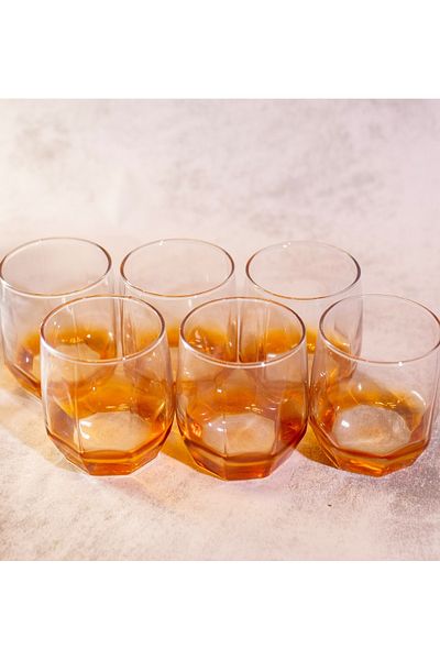 sudeka 18 Pieces Colored Glass Cup Soft Drink Set for 6 People