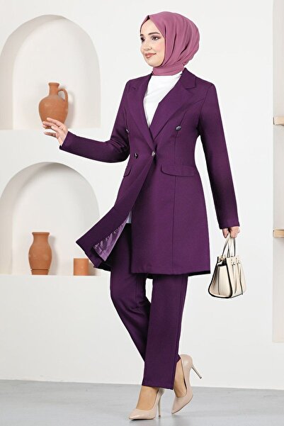 Ayşe Melek طقم بليزر فستان سهرة - ملابس نسائية 2605 برقوق