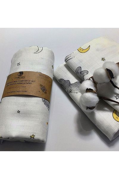 BeybiNest Muslin Blanket 90x100 Cm Organic Cotton Fabric Rabbits