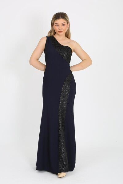 Genel Markalar Kadın Giyim Abiye Moda Pullu Simli Krep Balık Omuzu Açık Uzun ...