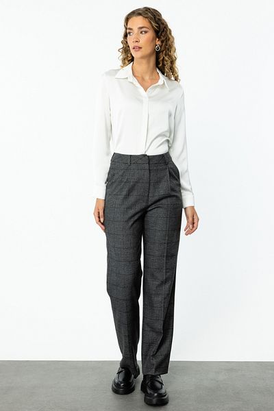 Ekol Plaid Pipe Leg Trousers 1089-24K