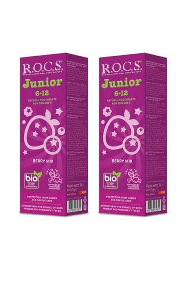 R.O.C.S. معجون أسنان جونيور بخلاصة فاكهة الغابة 74 جرام 2 عبوة 6-12