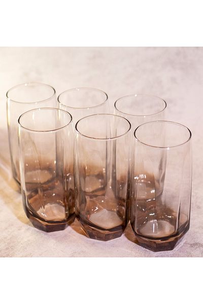 sudeka 18 Pieces Colored Glass Cup Soft Drink Set for 6 People