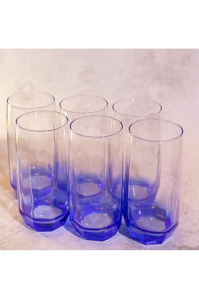 sudeka 18 Pieces Colored Glass Cup and Soft Drink Set for 6 People
