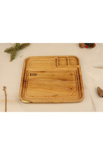 wiella Wooden Presentation Tray, Meat and Toast Presentation Serving Plate, Acacia Plate, Decoration, Accessory, 25x21cm