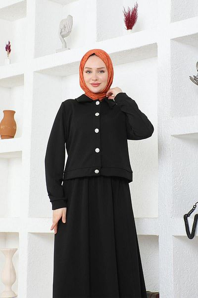BURCU TESETTÜR Elsa Skirted Hijab Scuba Suit BRC1504-1 Black