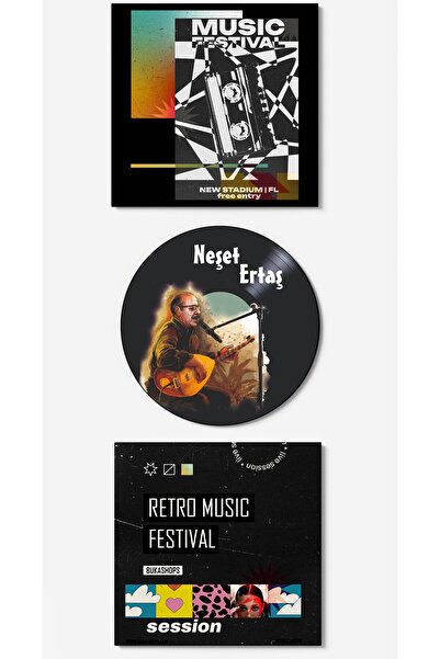 Buka Shops Neşet Ertaş Renkli Plak Duvar Dekoru