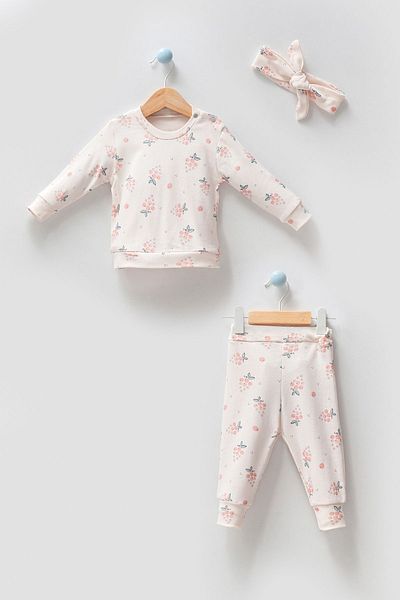 H HONEY BABY GRAPE PATTERNED BABY 3-PIECE SET