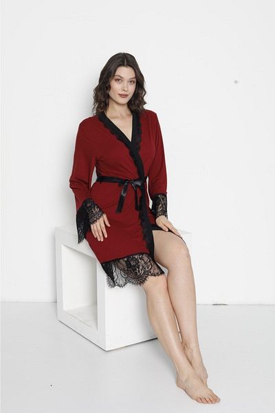 Pijamoni Milan fabric Bamboo Lace detailed Luxury dressing gown