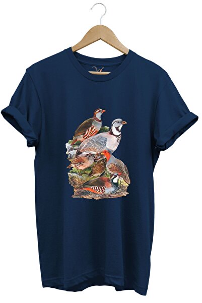 WİDİ Lovac na zečeve Lov Štampano Regular Fit 100% pamuk Mornarsko plava T-shirt