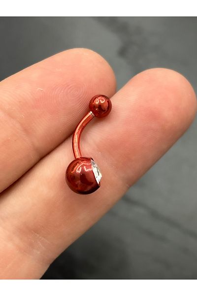 Karınca Piercing Red Belly Piercing with Stones