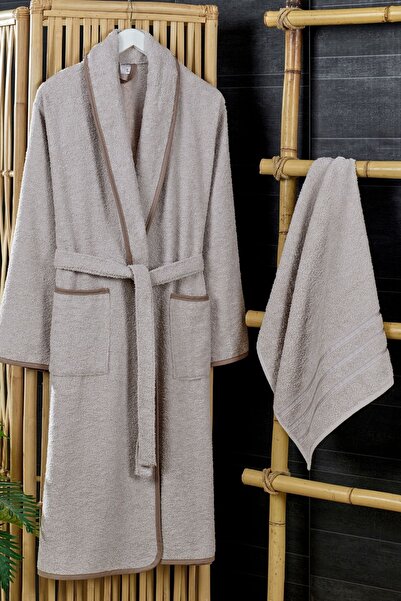 TEKSMODA HER MODA ONDA Mila 3 Parça Bornoz Seti-BEJ