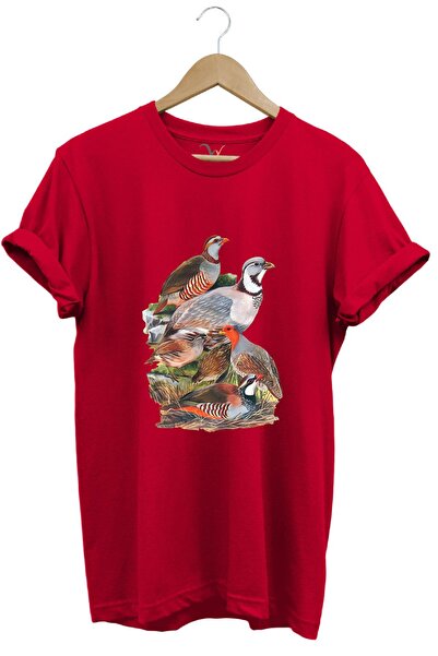 WİDİ Lovac na zečeve Lov Štampano Regular Fit 100% pamuk Crvena T-shirt