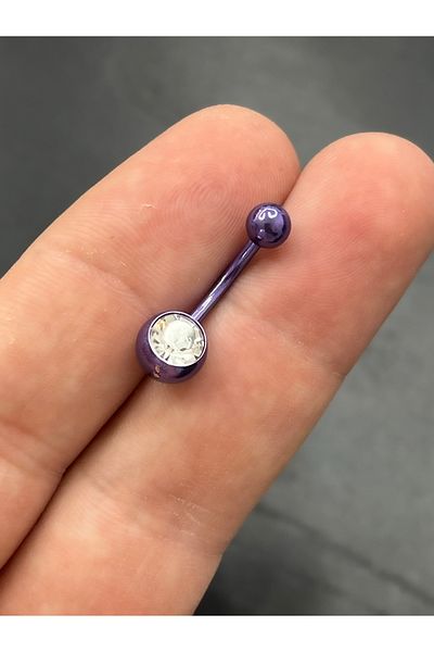 Karınca Piercing Stone Belly Piercing Purple Colored Surgical Steel Surgical Steel Piercing