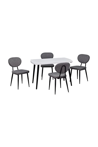 VİLİNZE Deniz Sandalye Argos Ahşap MDF Sabit Mutfak Masası Takımı - 70x120 cm