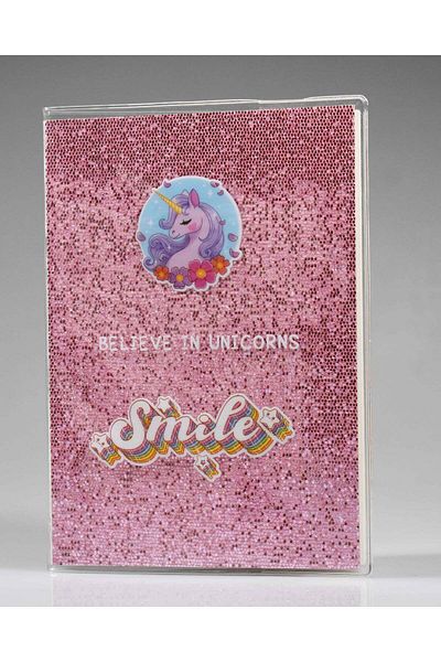 4nio Σημειωματάριο Unicorn Pink Flower με ασημί σχέδιο