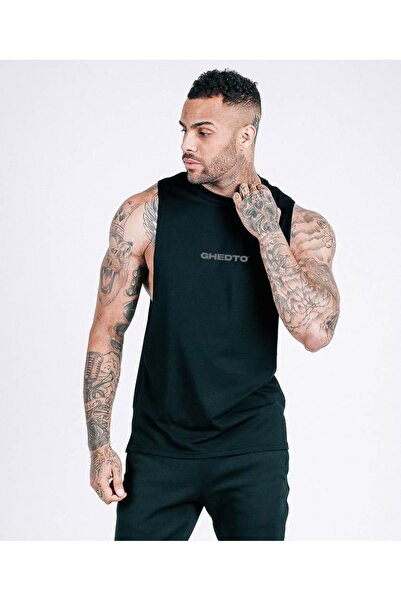 Ghedto Bodyfit Fitness Gym Αμάνικο Relaxing Athlete T-shirt - Μαύρο