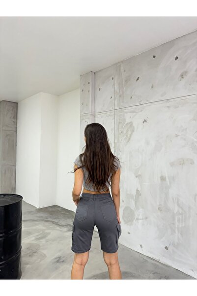 BİKELİFE High Waist Flexible Bermuda Shorts - Cargo Pocket