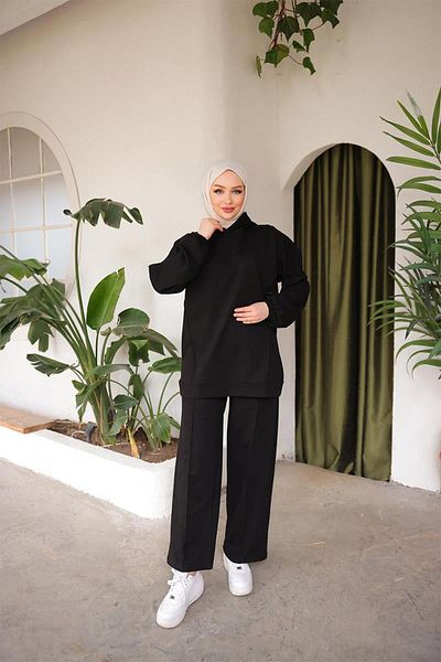 BURCU TESETTÜR Hooded Tracksuit Set BRC2408 Black