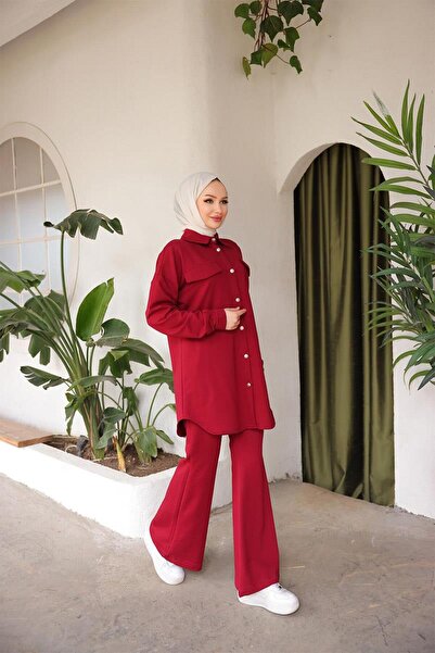 BURCU TESETTÜR Άνετο Παντελόνι Τουνίκ Χιτζάμπ με Κουμπιά - BRC1310