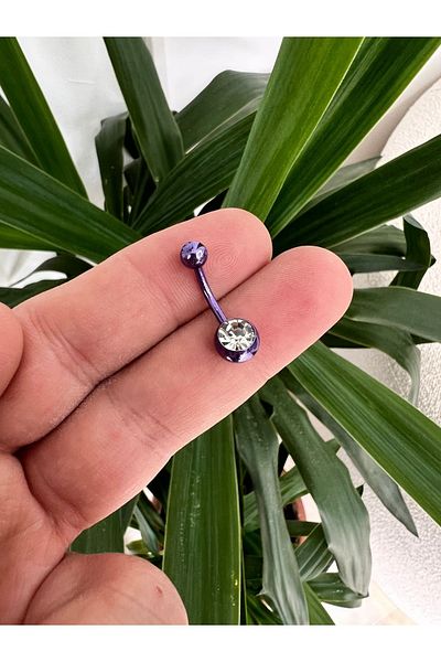 Karınca Piercing Stone Belly Piercing Purple Colored Surgical Steel Surgical Steel Piercing