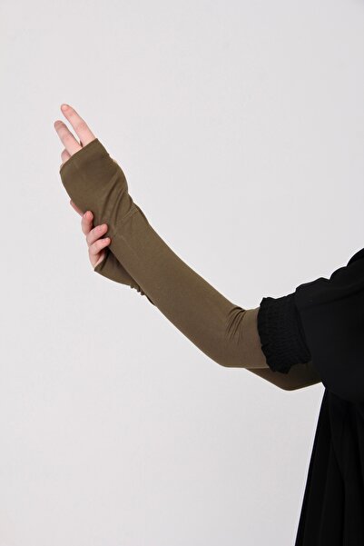 manolyaşal islamic hijab Parmak Geçmeli 45cm Likralı Penye Kolluk 1 Çift