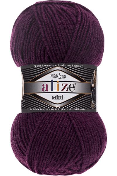 Alize Superlana Midi Hand Knitting Yarn Yarn Wool Color Code:111-darkberry