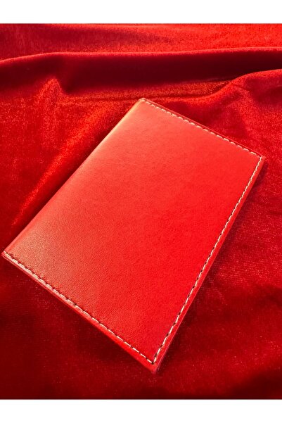 ATTA PAZARLAMA Kırmızı Deri Baskı Dikişli Ruhsat Kabı,kılıfı, Ruhsatlık, Cüzdan