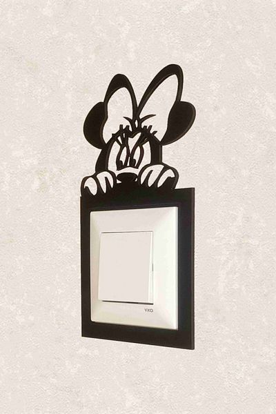BLgrup 2133 Laser Cut Wooden Decorative Switch Socket Frame Single Mini Mouse