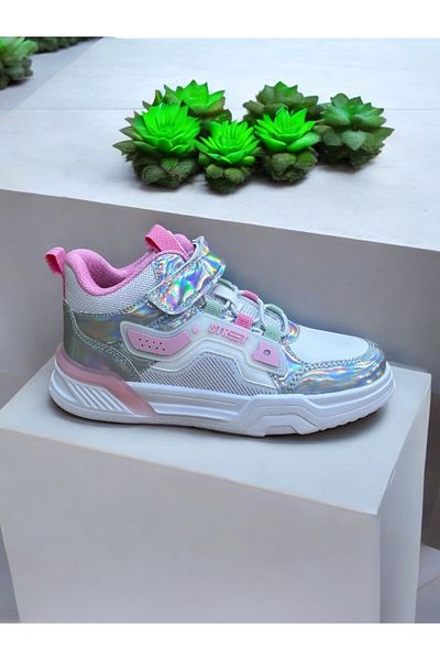 fikret bağcı White Colored Girls' Sports Shoes - Light Sole, Velcro Elastic, High Top