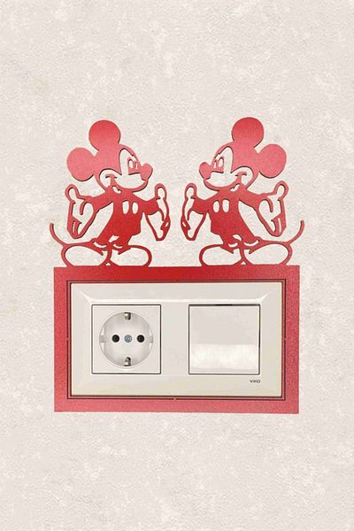 BLgrup 2107k Laser Cut Wooden Switch Socket Frame Red Mouse