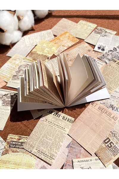 Hume Craft Autocolant pentru caiet cu tematică ziar de epocă-Broșură Bullet Journal Sticker Notebook Agenda Decal