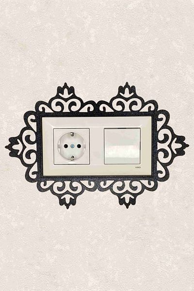 BLgrup 2135 Laser Cut Wooden Decorative Switch Socket Frame Double Ottoman Motif