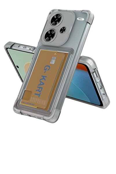 HANPORIUM Redmi Note 13 Pro Plus Kartlık Bölmeli Şeffaf Silikon Kılıf - Extra Güçlendirilmiş Kenar