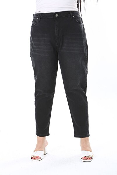 Şans Μαύρο ψηλόμεσο Lycra Plus Size Jeans 5 Pockets - 65N38305