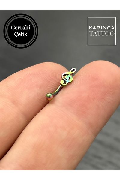Karınca Piercing Colorful Rainbow - Music Note Left Key, Eyebrow Ear Helix Piercing