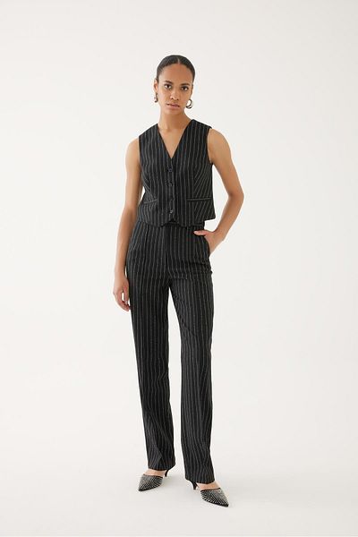 Exquise Striped Pocket Vest