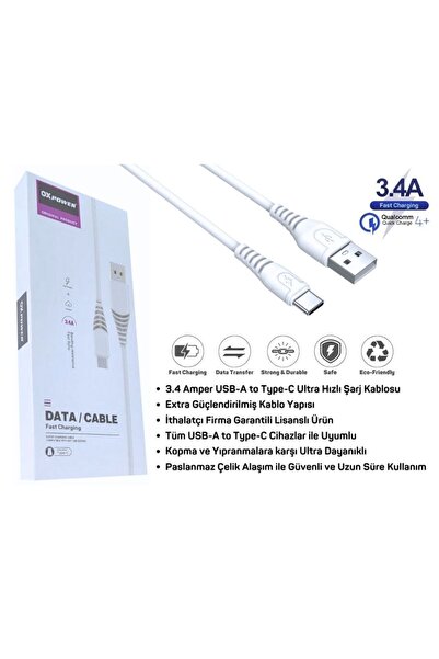 HANPORIUM Samsung Galaxy A32 Uyumlu 3.4 Amper 3 Metre Ultra Hızlı Type-C Şarj Kablosu - İthalatçı Garantili