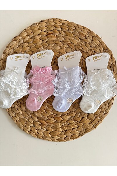 PİLEKİ BABY 4 Adet Set Kombin Yenidoğan Pamuklu Kız Bebek Dantel Fırfırlı Pat...