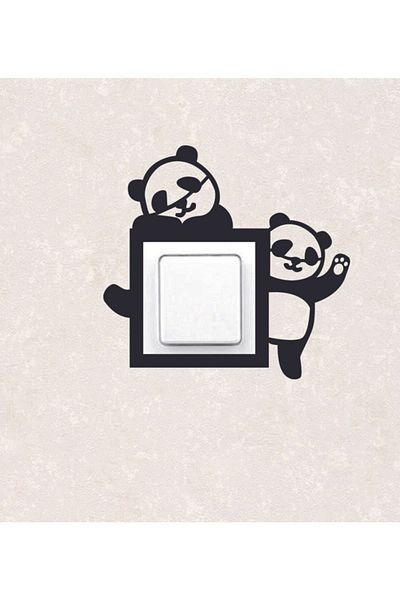 BLgrup 2101 Laser Wooden Socket Frame Black Single Pandas