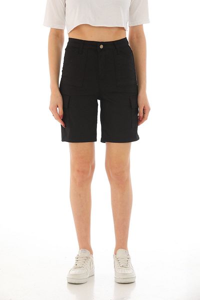 BİKELİFE Schwarze Lycra-Shorts und Bermudas mit hoher Taille für Damen