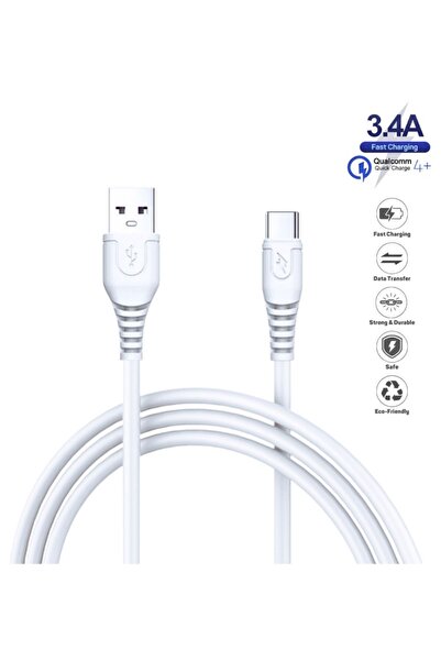 HANPORIUM Samsung Galaxy A32 Uyumlu 3.4 Amper 3 Metre Ultra Hızlı Type-C Şarj Kablosu - İthalatçı Garantili