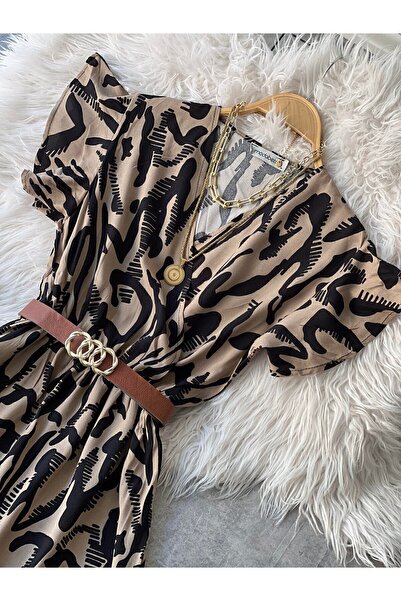 modabetce Γυναικείο φόρεμα με διπλό γιακά με λεπτομέρειες