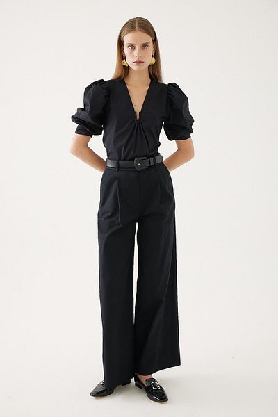 Exquise High Waist Regular Cotton Pants