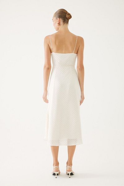 Exquise Polka Dot White Double Breasted Dress