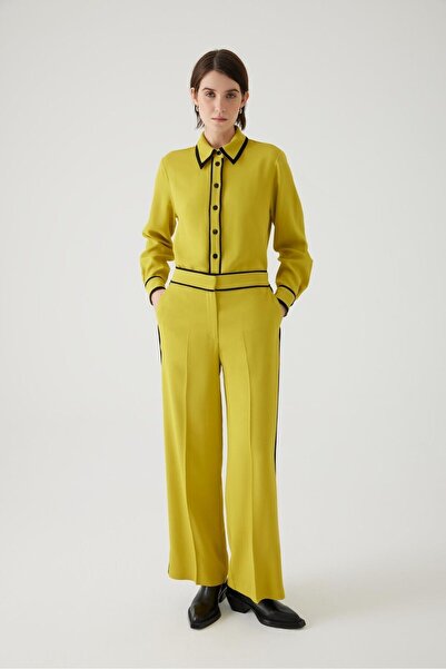 Exquise Beli Lastikli Biye Detaylı Regular Örme Pantolon